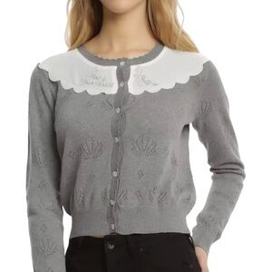 Disney The Little Mermaid Ariel Grey Pointelle Cardigan
